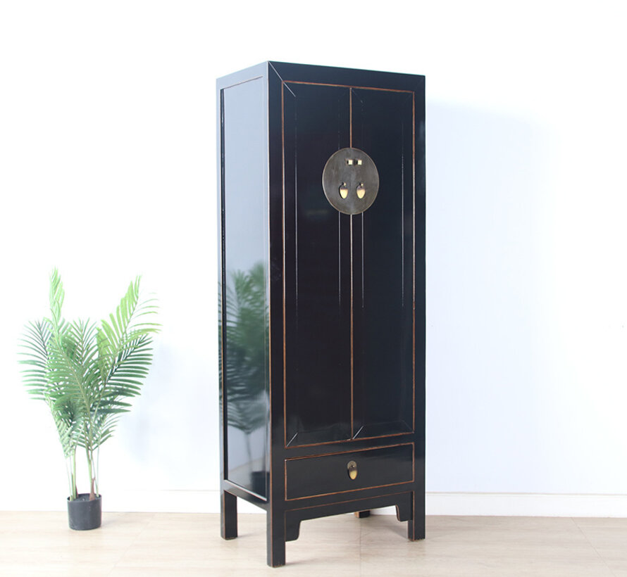 Chinese wedding cupboard 2 doors 1 drawer black