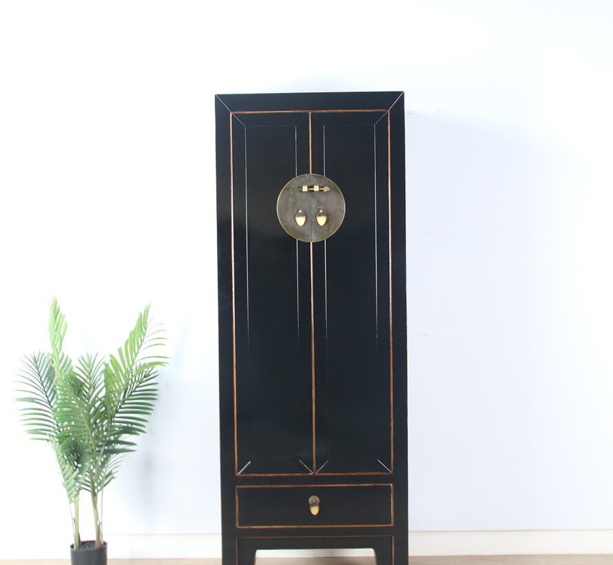 Chinese wedding cupboard 2 doors 1 drawer black