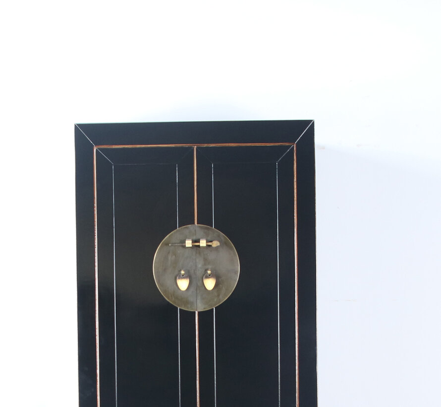 Chinesischer Hochzeitschrank 2 Türen 1 Schublade schwarz