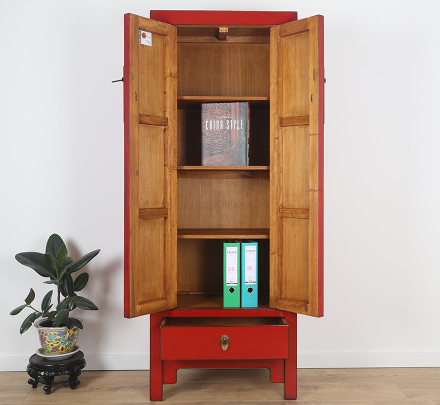 Chinese wedding cabinet 2 doors 1 drawer red