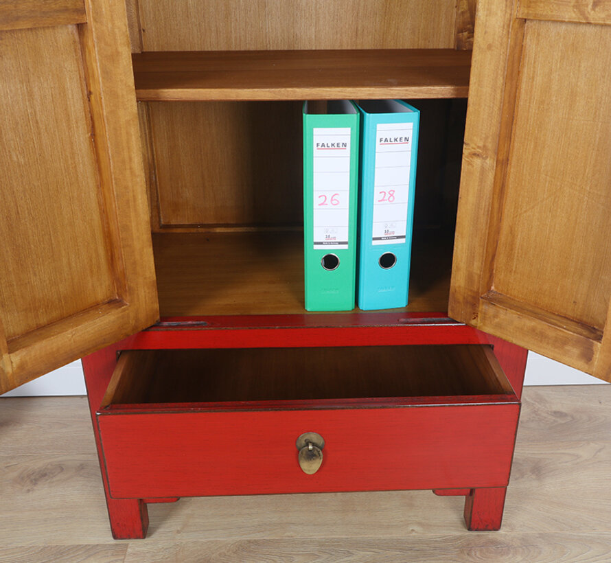 Chinese wedding cabinet 2 doors 1 drawer red