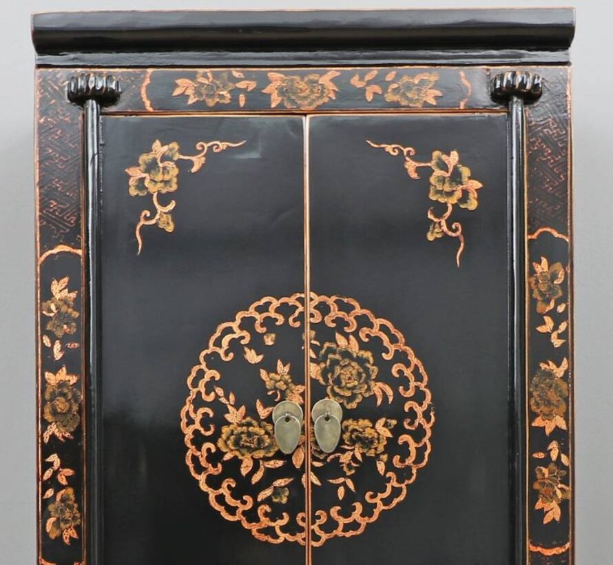 Chinese Wedding Cabinet Black Gold painted  | Yajutang