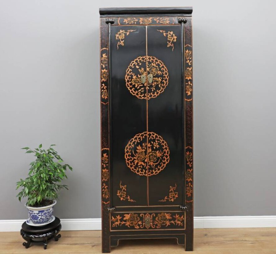 Chinese Wedding Cabinet Black Gold painted  | Yajutang