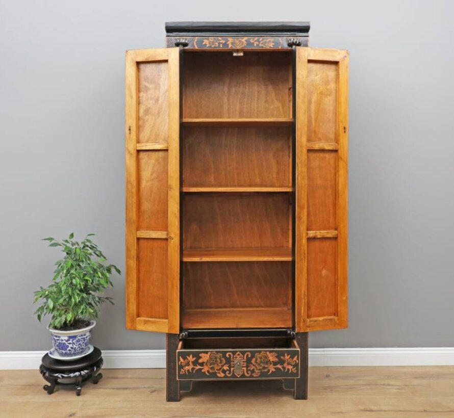 Chinese wedding cupboard 2 doors 1 drawer painted