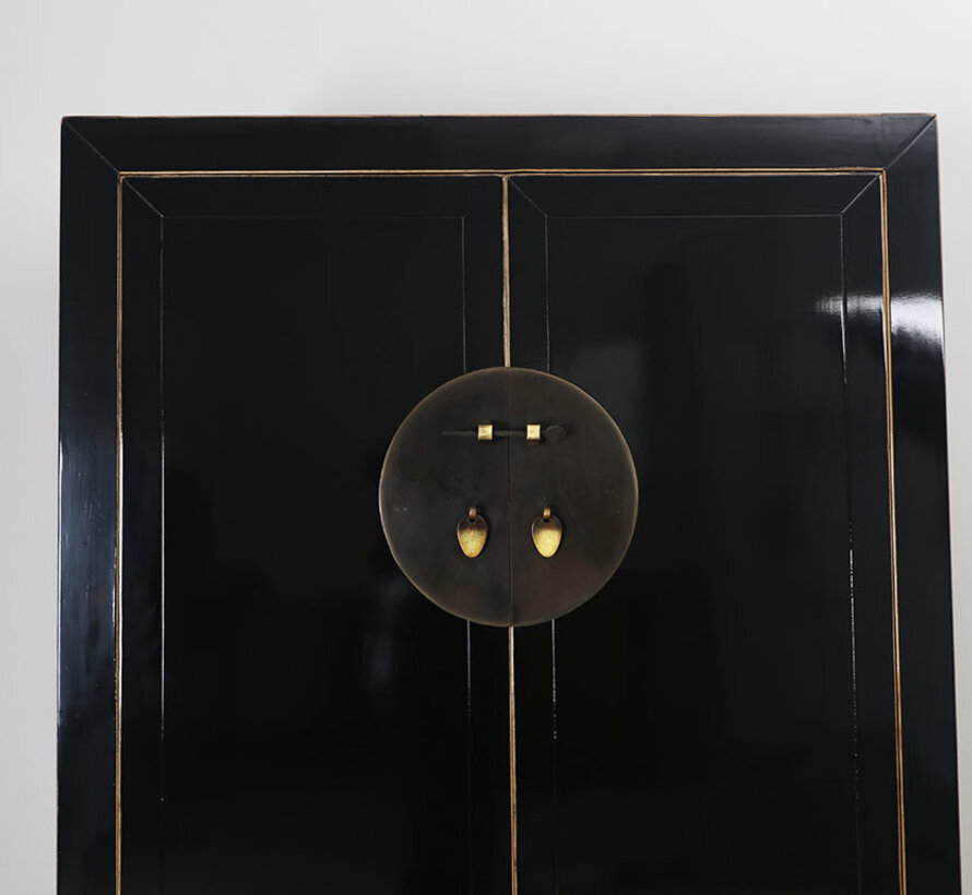 Chinesischer Hochzeitsschrank 2 Türen 2 Schubladen schwarz