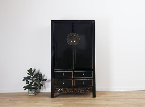 Yajutang Black Chinese solid wood cabinet