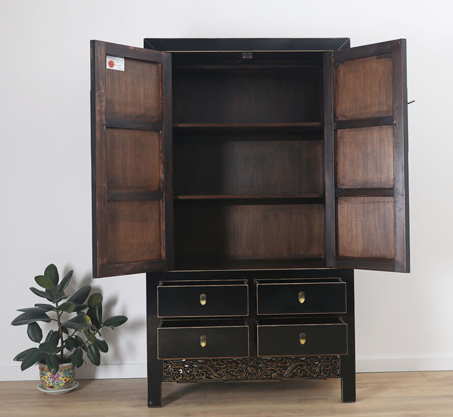 Elegant black wedding cabinet made of solid wood | Yajutang