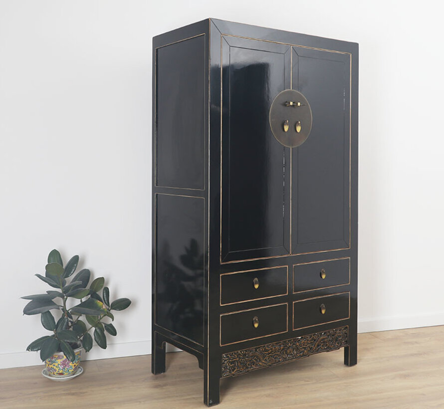 Elegant black wedding cabinet made of solid wood | Yajutang