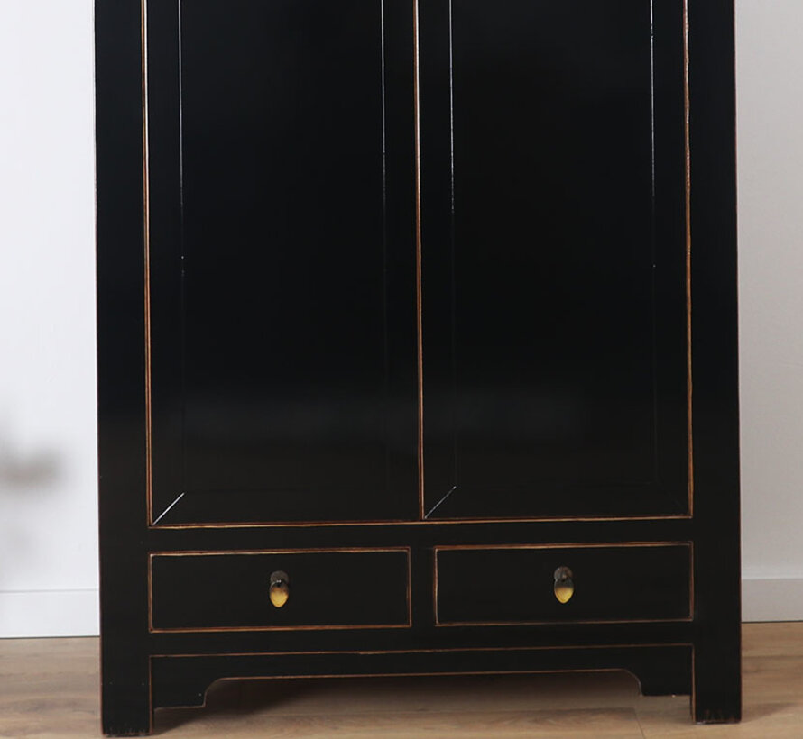 Elegant black wedding cabinet with storage solid wood | Yajutang
