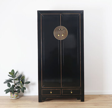 Yajutang Black Chinese cabinet with brass hardware