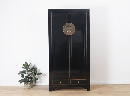 Yajutang Black Chinese cabinet with brass hardware