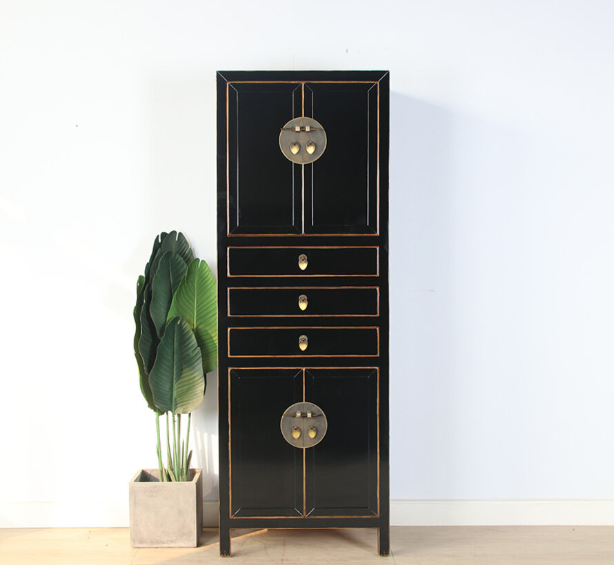 Chinese wedding cabinet black solid wood | Yajutang