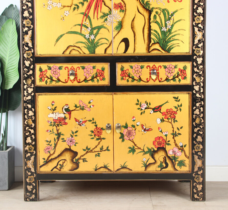 Wedding cabinet hand painted  Phönix luckyblack gold