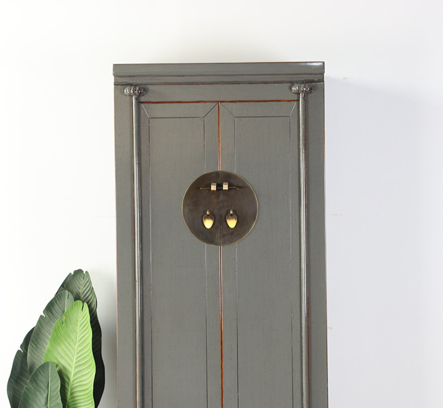 Chinesische Hochzeitschrank Massivholz Schrank grau RAL7005