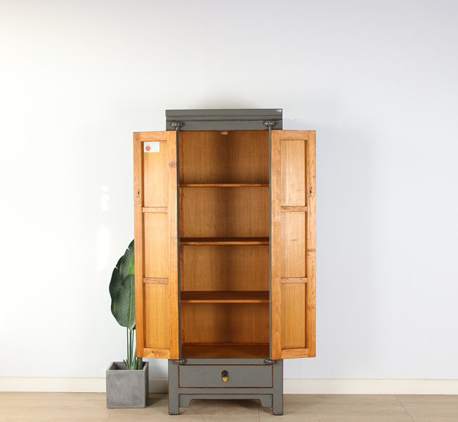 Chinese wedding cabinet solid wood  wardrobe gray RAL7005