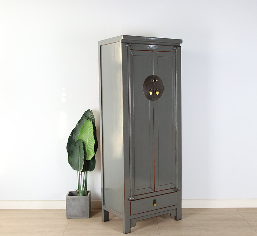 Chinese wedding cabinet solid wood  wardrobe gray RAL7005
