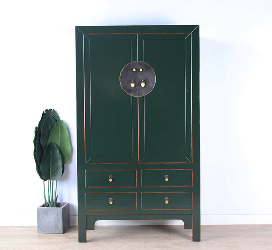 Chinese wedding cabinet fir green RAL 6009 solid wood | Yajutang