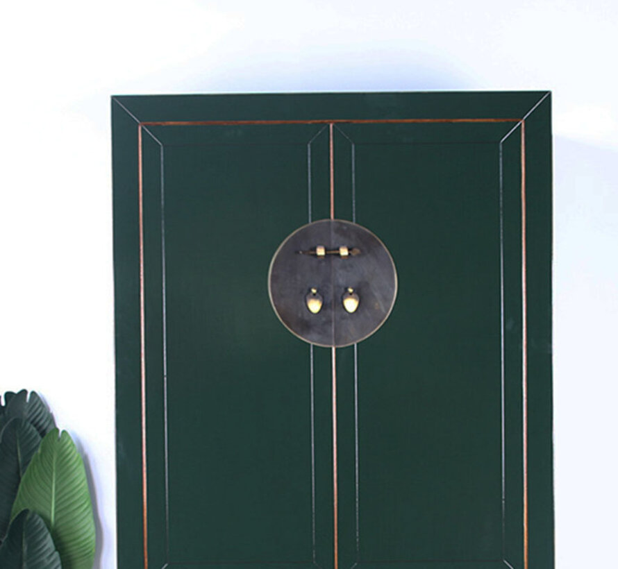 Chinese wedding cabinet fir green RAL 6009 solid wood | Yajutang