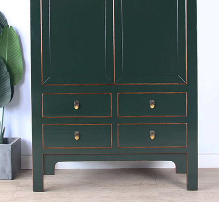 Chinese wedding cabinet fir green RAL 6009 solid wood | Yajutang