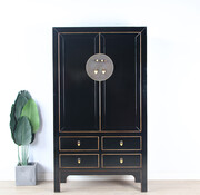 Yajutang Chinese Storage Cabinet Black with 4 Drawers