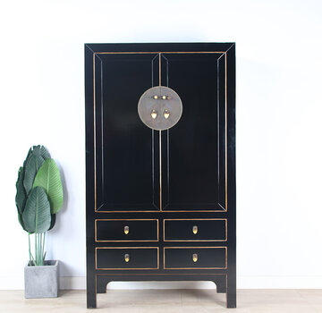 Yajutang Chinese Storage Cabinet Black with 4 Drawers
