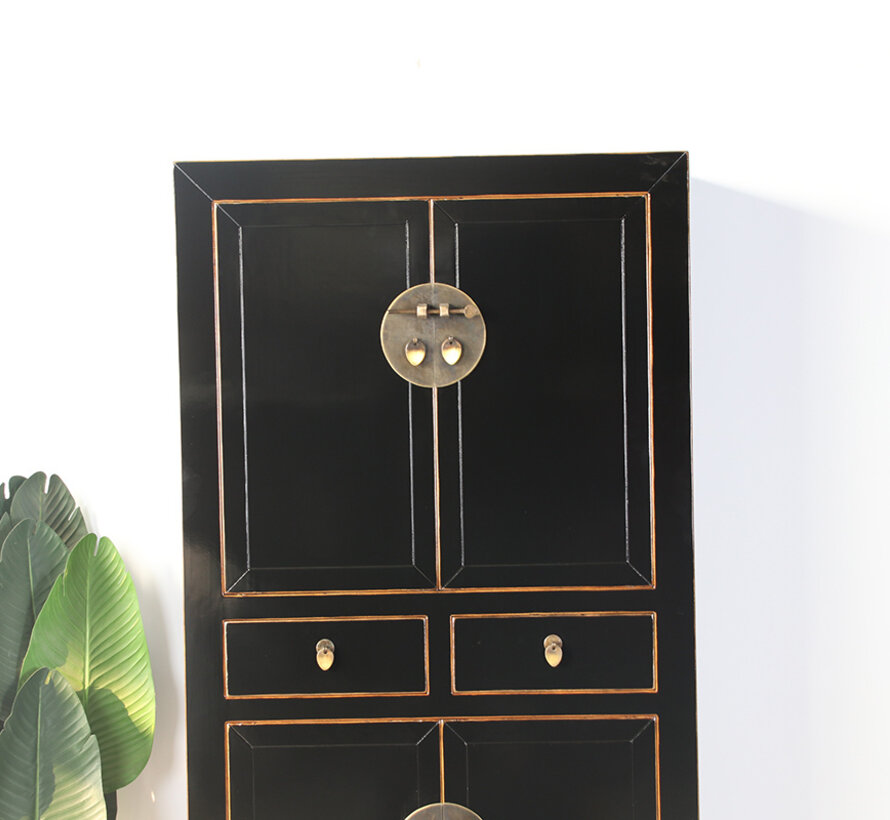 Chinesische Kommode Hochzeitschrank  Massivholz  schwarz