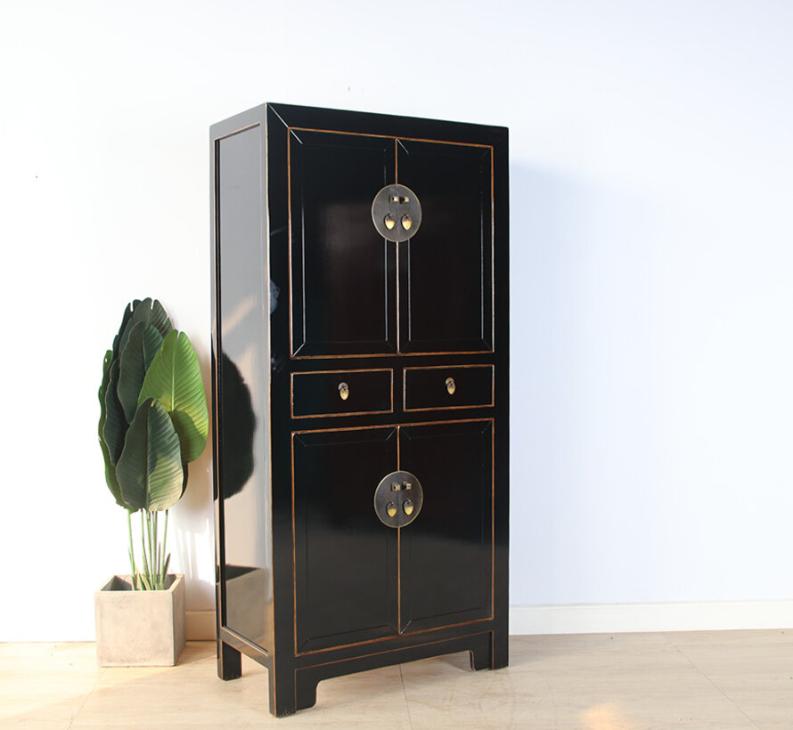 Chinesische Kommode Hochzeitschrank  Massivholz  schwarz