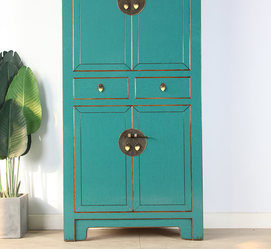 Chinese dresser wedding cabinet solid wood  turquoise RAL5018