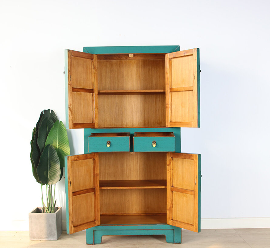Chinese Wedding Cabinet Turquoise RAL5018 Solid Wood | Yajutang