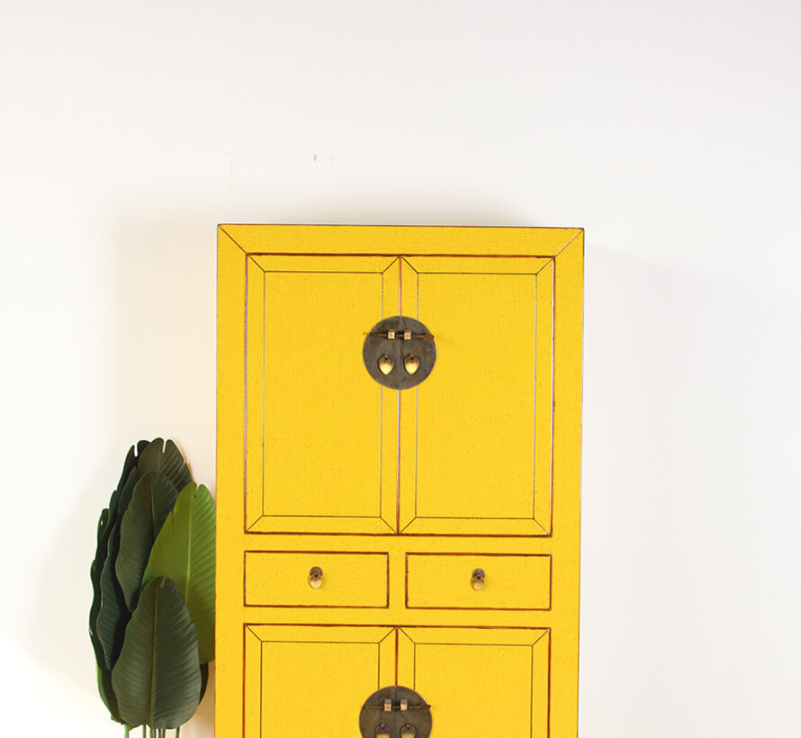 Chinese Wedding Cabinet Yellow RAL1012 Solid Wood  | Yajutang