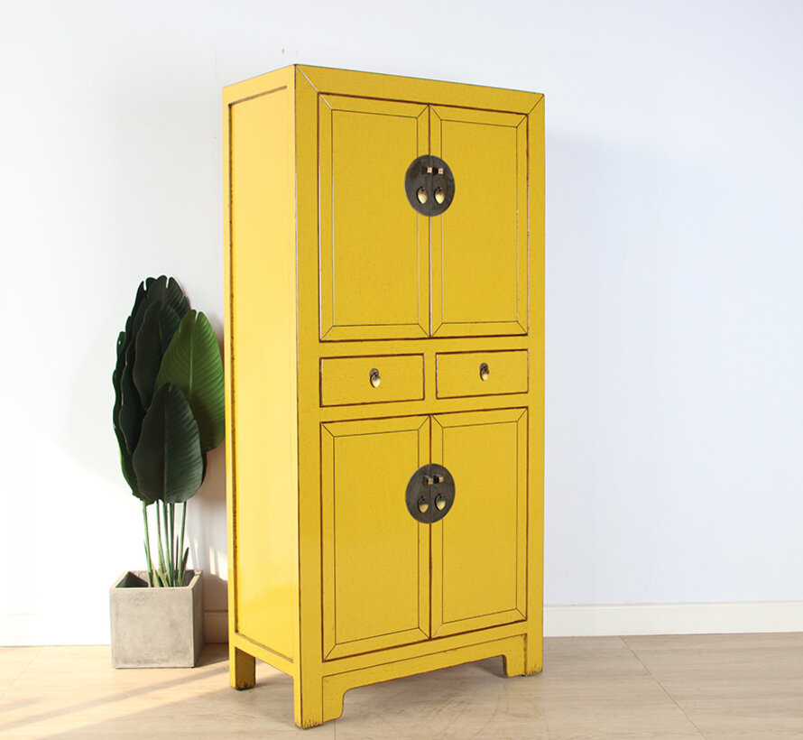 Chinese Wedding Cabinet Yellow RAL1012 Solid Wood  | Yajutang