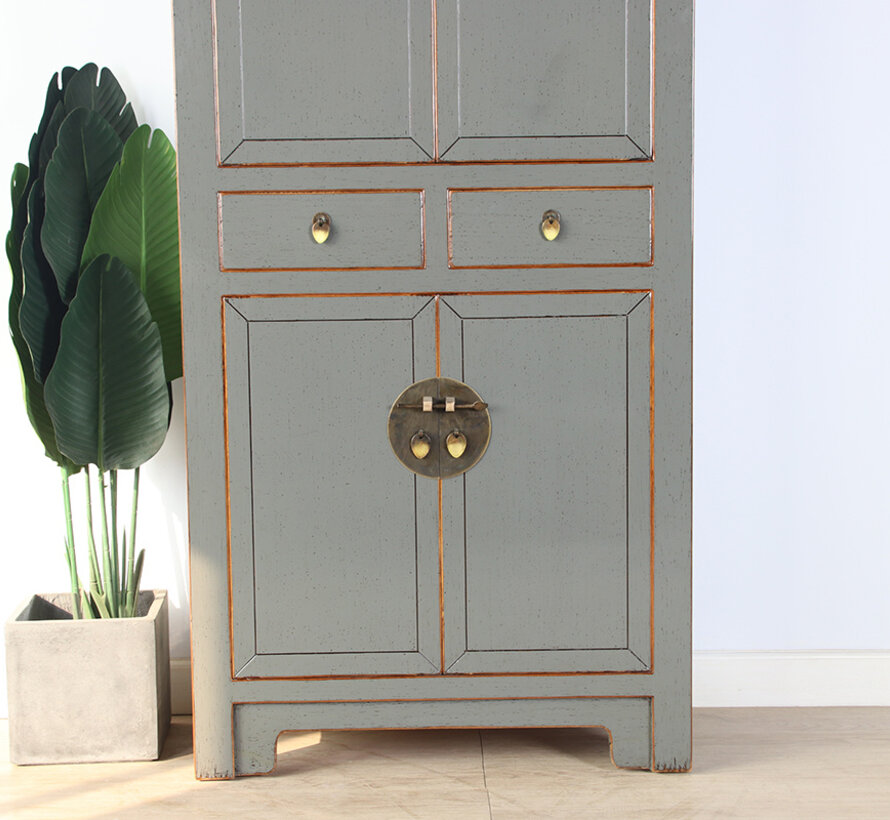 Chinese dresser wedding cabinet solid wood  gray RAL7005