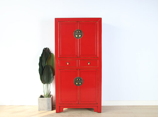 Yajutang Chinese Wedding Cabinet Red with 2 Drawers