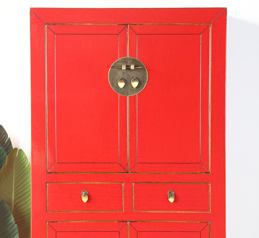 Chinese dresser wedding cabinet red solid wood