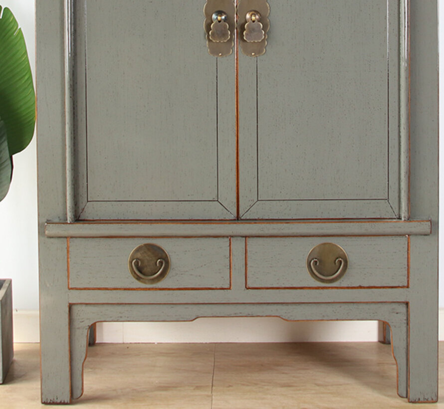Chinesischer Hochzeitschrank 2 Türen Schrank grau RAL7005 | Yajutang