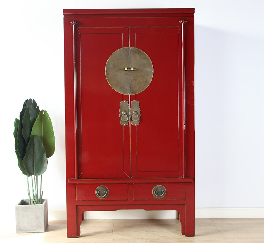 Hochzeitschrank Massivholz 2 Türen Schrank purpurrot RAL3004