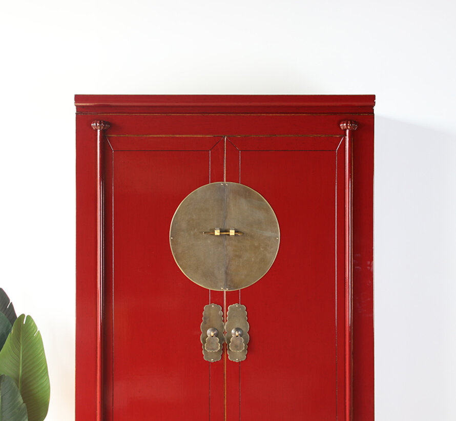 Hochzeitschrank Massivholz 2 Türen Schrank purpurrot RAL3004