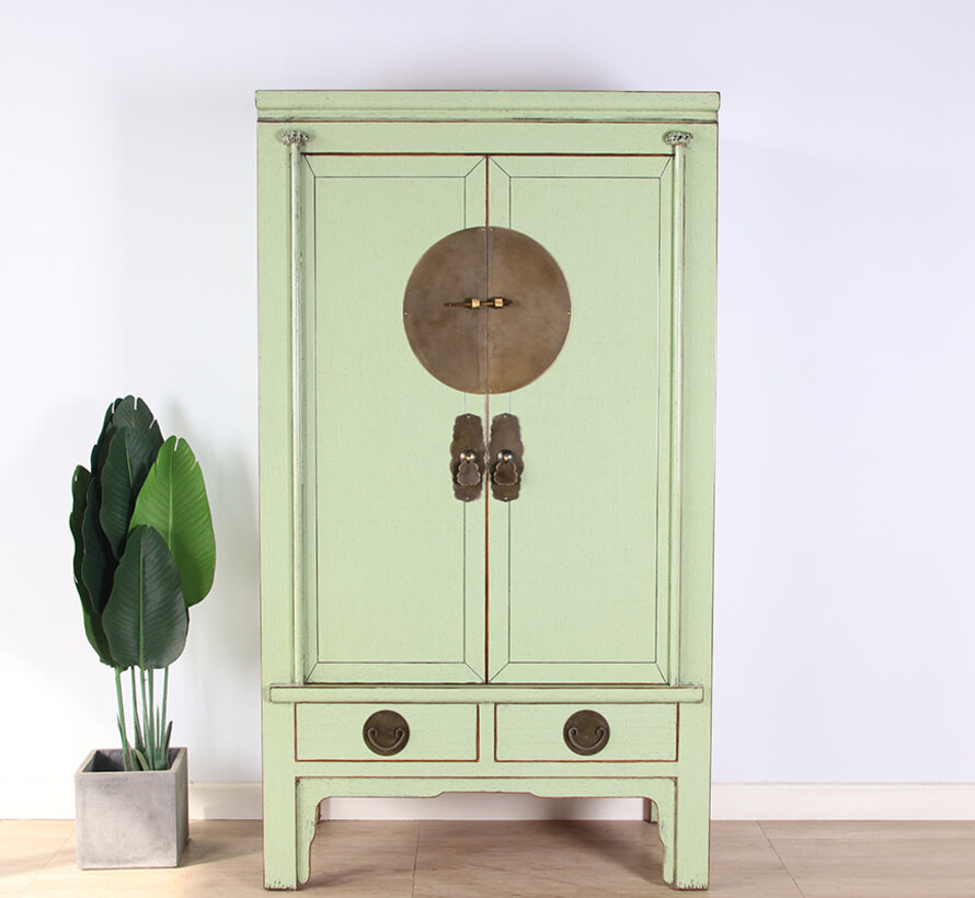 Chinese Wedding Cabinet Mint RAL6019 Solid Wood Brass | Yajutang