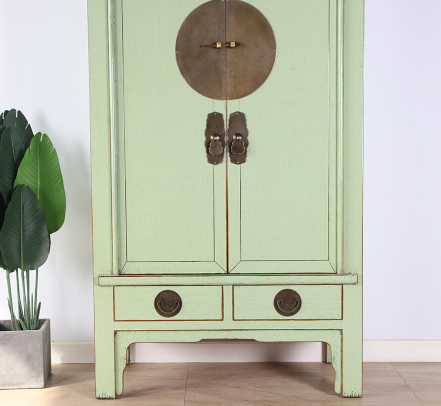 Chinese Wedding Cabinet Mint RAL6019 Solid Wood Brass | Yajutang