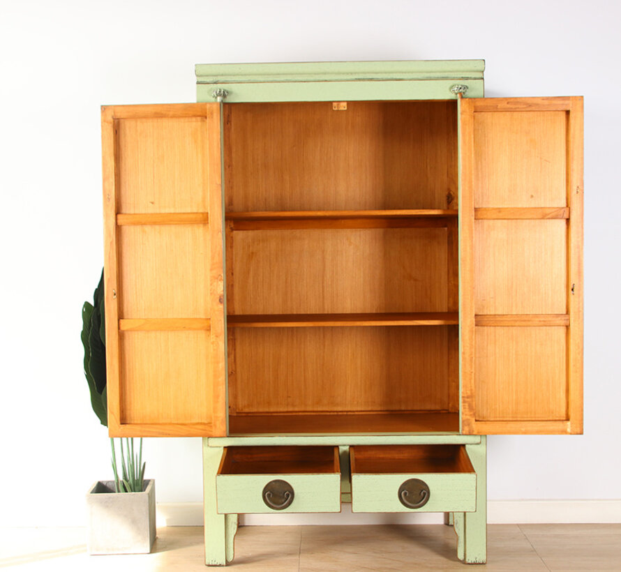 Chinesische Hochzeitschrank Massivholz 2 Türen Schrank mint