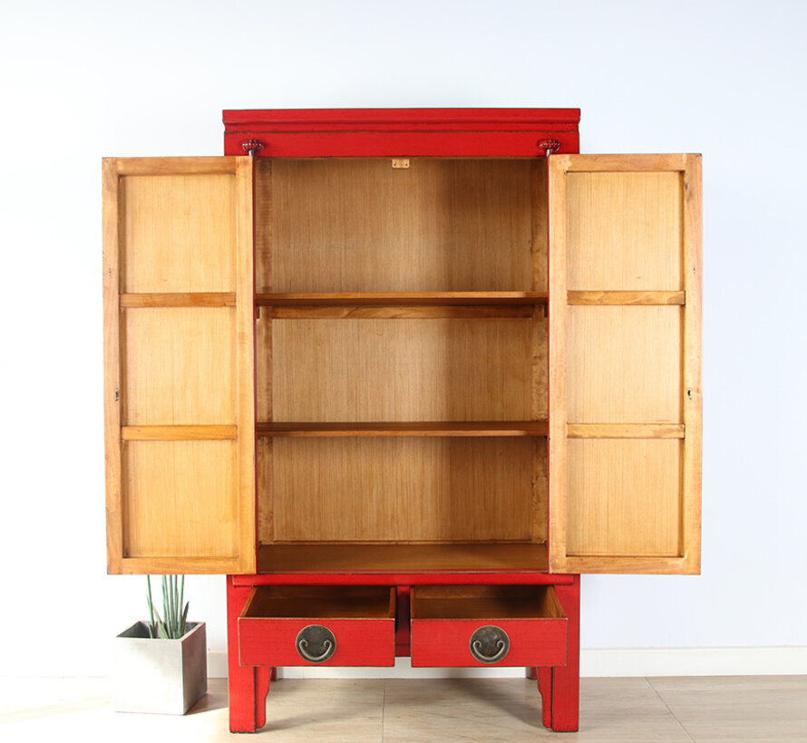 Chinesische Hochzeitschrank Massivholz 2 Türen Schrank rot