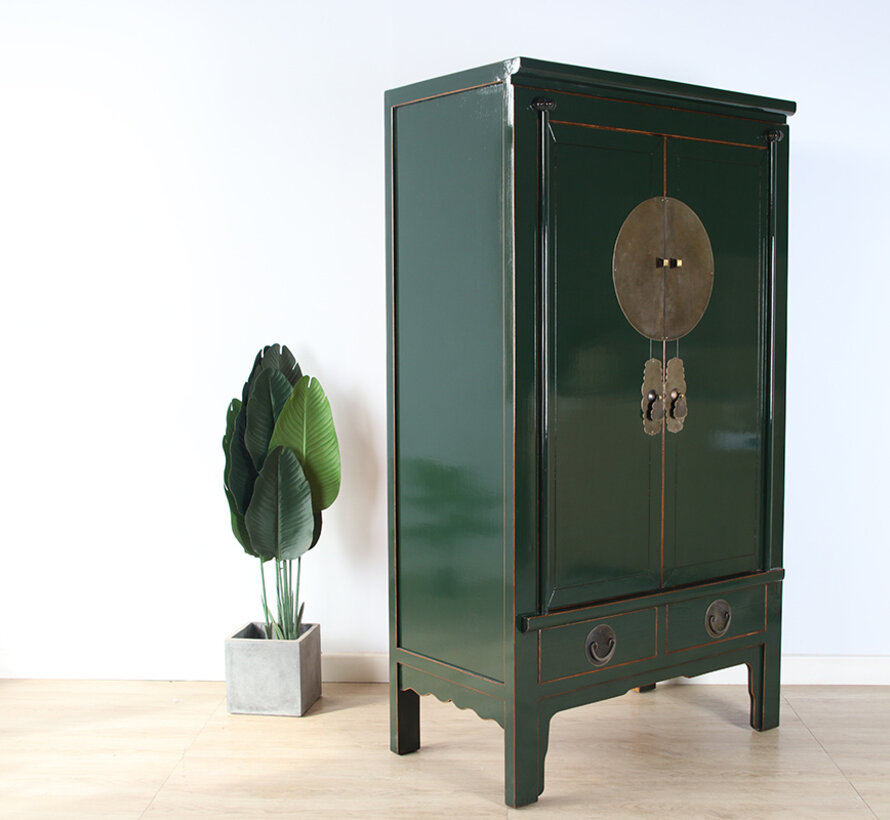 Chinese wedding cabinet solid wood 2 doors wardrobefir-green