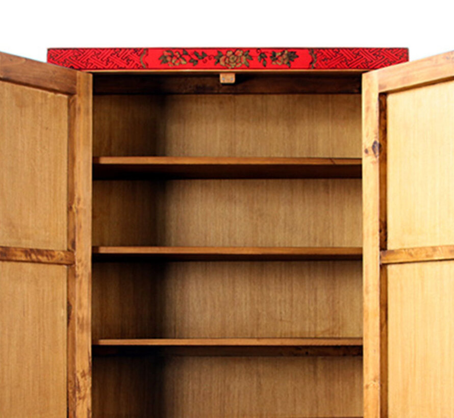 Schrank mit Handbemalung Phönix rot