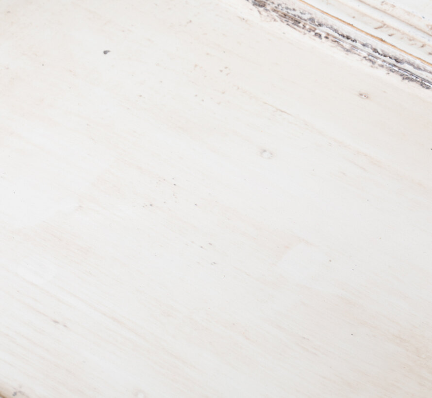 Antique Armchair Cream White Solid Wood Carved Backrest | Yajutang