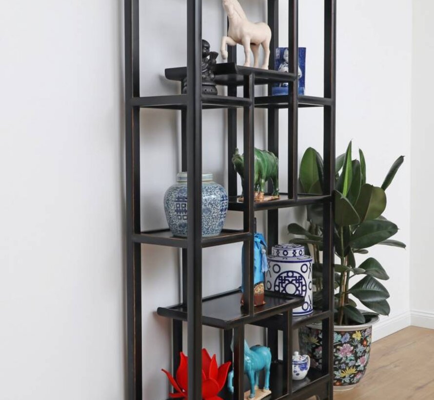 Chinesisches Display-Regal schwarz aus Massivholz | Yajutang