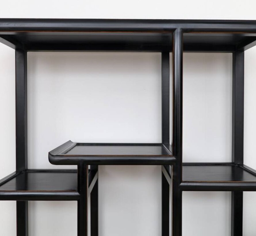 Chinesisches Display-Regal schwarz aus Massivholz | Yajutang