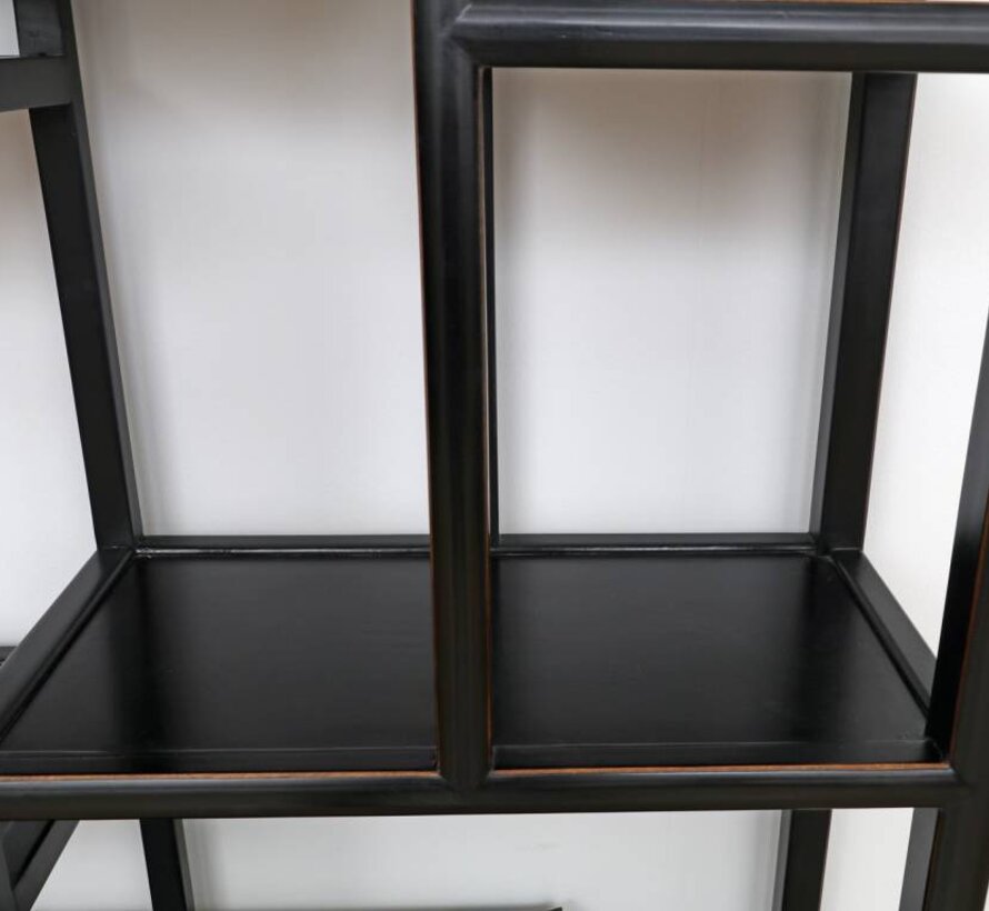 Chinese Display Shelf Black Solid Wood | Yajutang