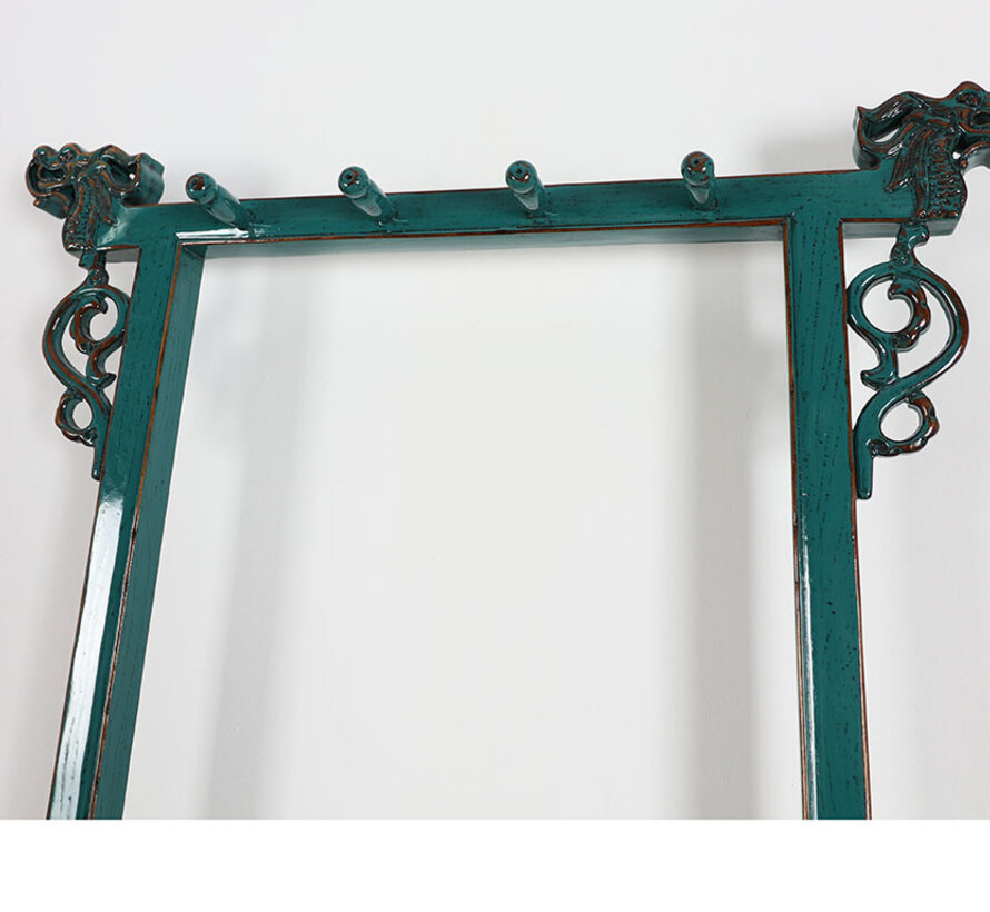 Chinese Coat Rack Turquoise with 2 Drawers | Yajutang