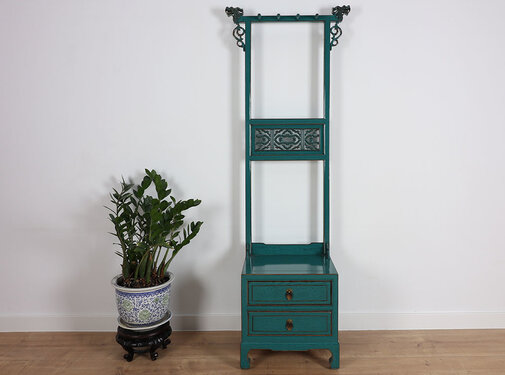 Yajutang Chinese Coat Rack Turquoise with 2 Drawers