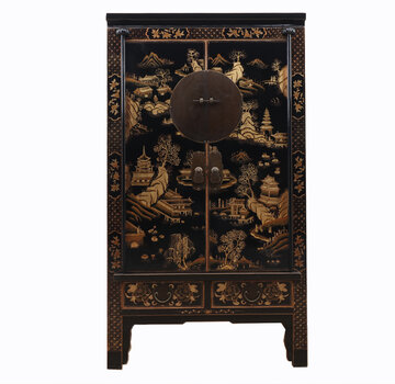 Yajutang Chinese Wedding Cabinet Black Hand-Painted